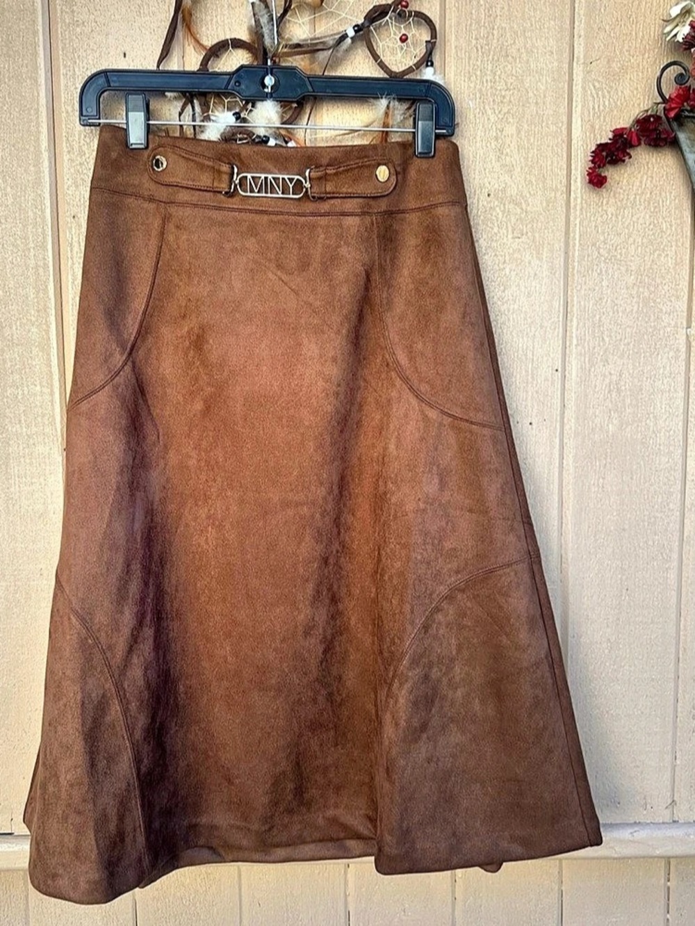 NWT Marc New York A-Line Faux Suede Skirt in Brown Size Small /Medium